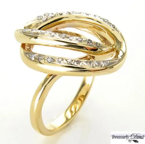 0.50CT ESTATE VINTAGE DIAMOND RIGHT HAND FASHION SWIRL 14K YELLOW GOLD RING