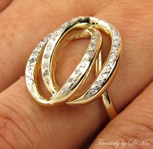 0.50CT ESTATE VINTAGE DIAMOND RIGHT HAND FASHION SWIRL 14K YELLOW GOLD RING