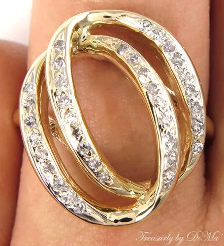 0.50CT ESTATE VINTAGE DIAMOND RIGHT HAND FASHION SWIRL 14K YELLOW GOLD RING