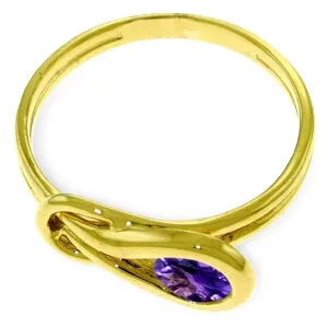 0.65 Carat 14K Solid Yellow Gold From This Angle Amethyst Ring