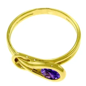 0.65 Carat 14K Solid Yellow Gold From This Angle Amethyst Ring