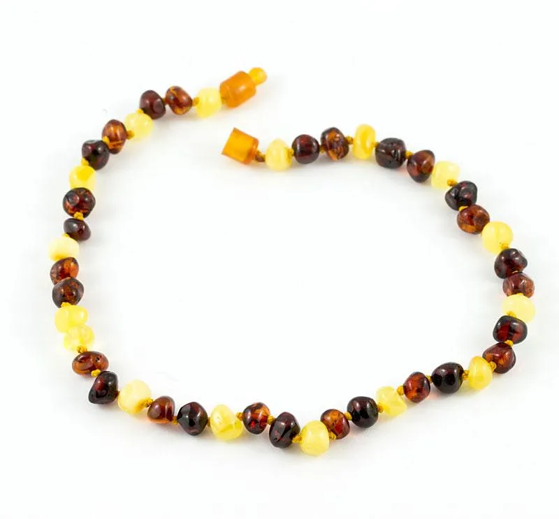 100% Certified Baltic Amber Baby Necklace Polished Multi