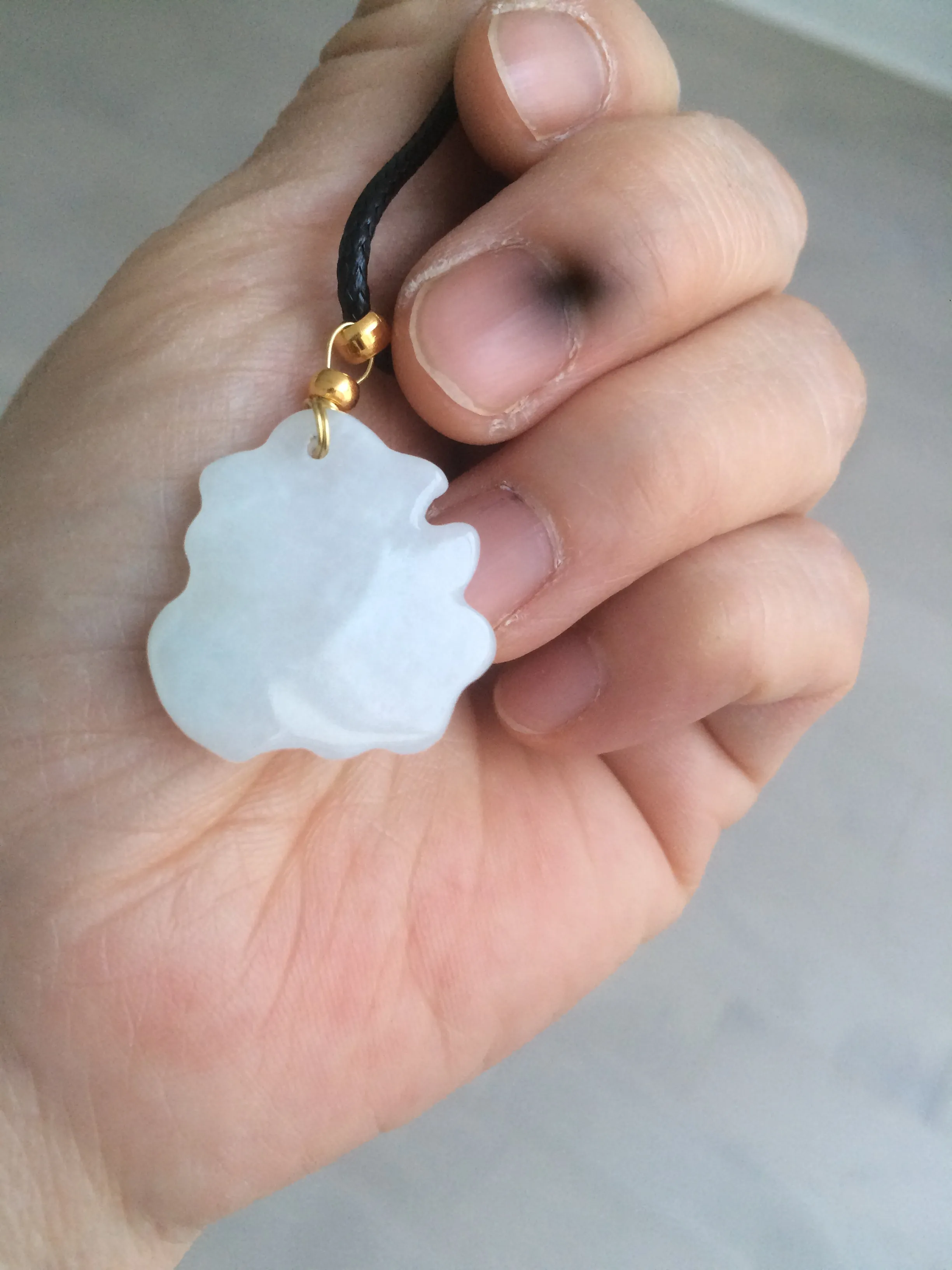 100% Natural light green/white jadeite Jade blessed fortune pendant AF23