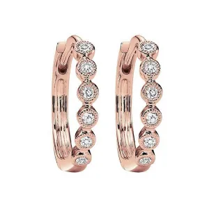 10KT Pink Gold & Diamond Classic Book Mixable Fashion Earrings  - 1/8 ctw