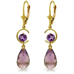 11 Carat 14K Solid Yellow Gold Moonlight Amethyst Earrings