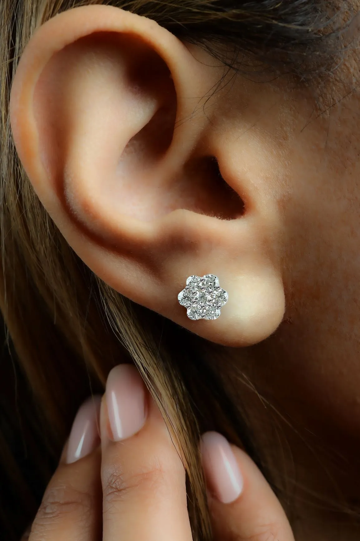 1.15 ctw Diamond Flower Studs