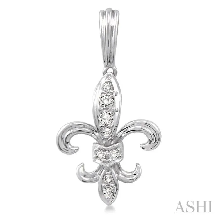 1/4 Ctw Round Cut Diamond FLEUR DE LIS Earrings in 14K White Gold