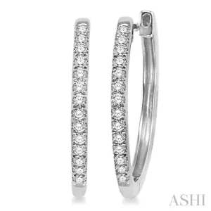 1/4 Ctw Round Cut Diamond Hoop Earrings in 10K White Gold