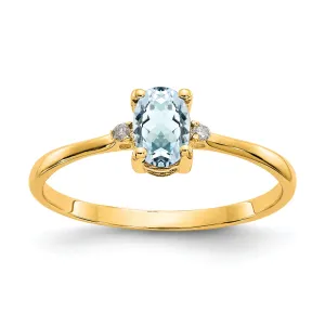 14k Diamond & Aquamarine Birthstone Ring