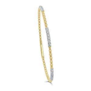 14k Gold & Diamond Flexible Beaded Bangle - 0.70ct