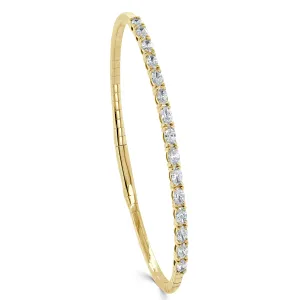 14k Gold & Oval Diamond Flexible Bangle - 1.69ct