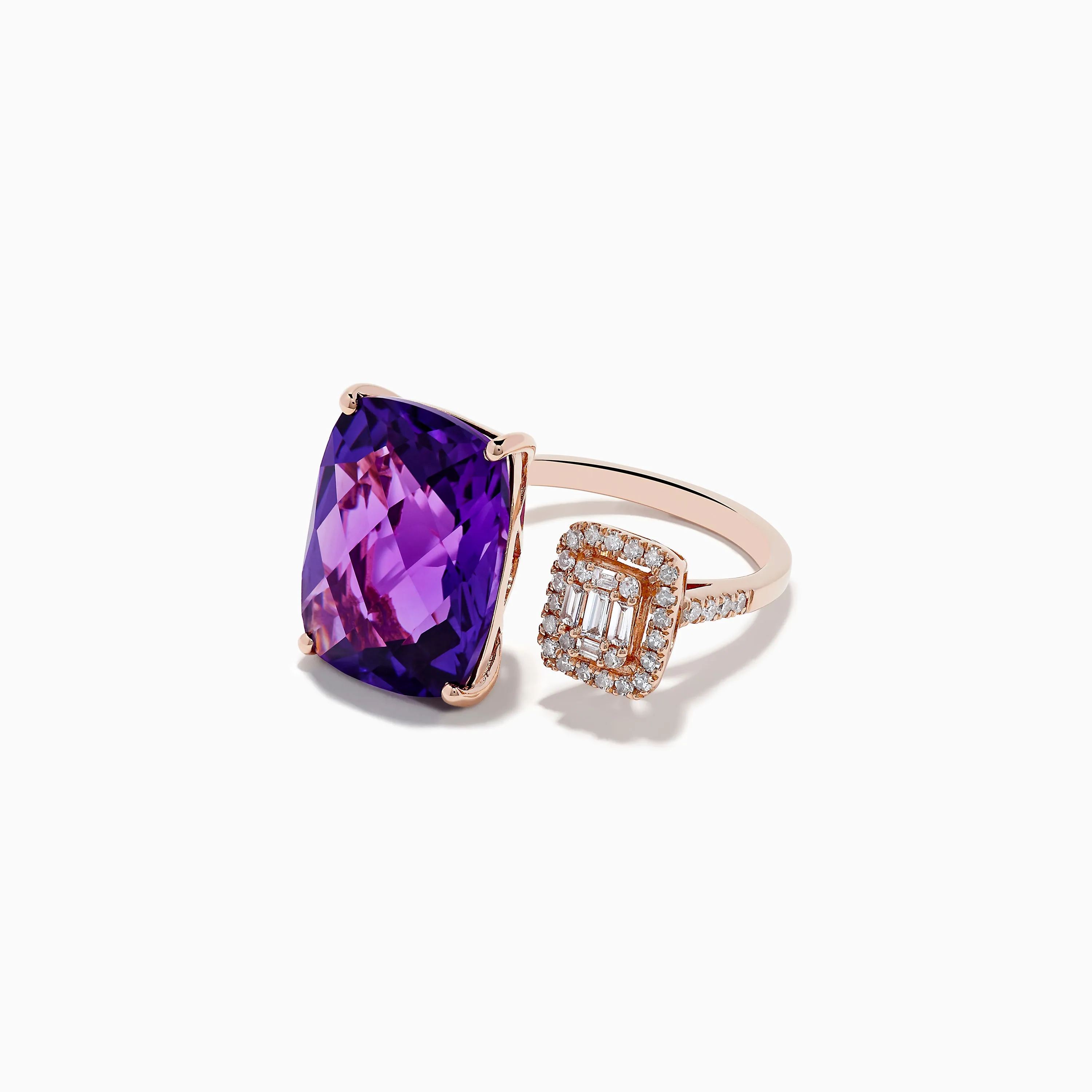 14K Rose Gold Amethyst and Diamond Ring