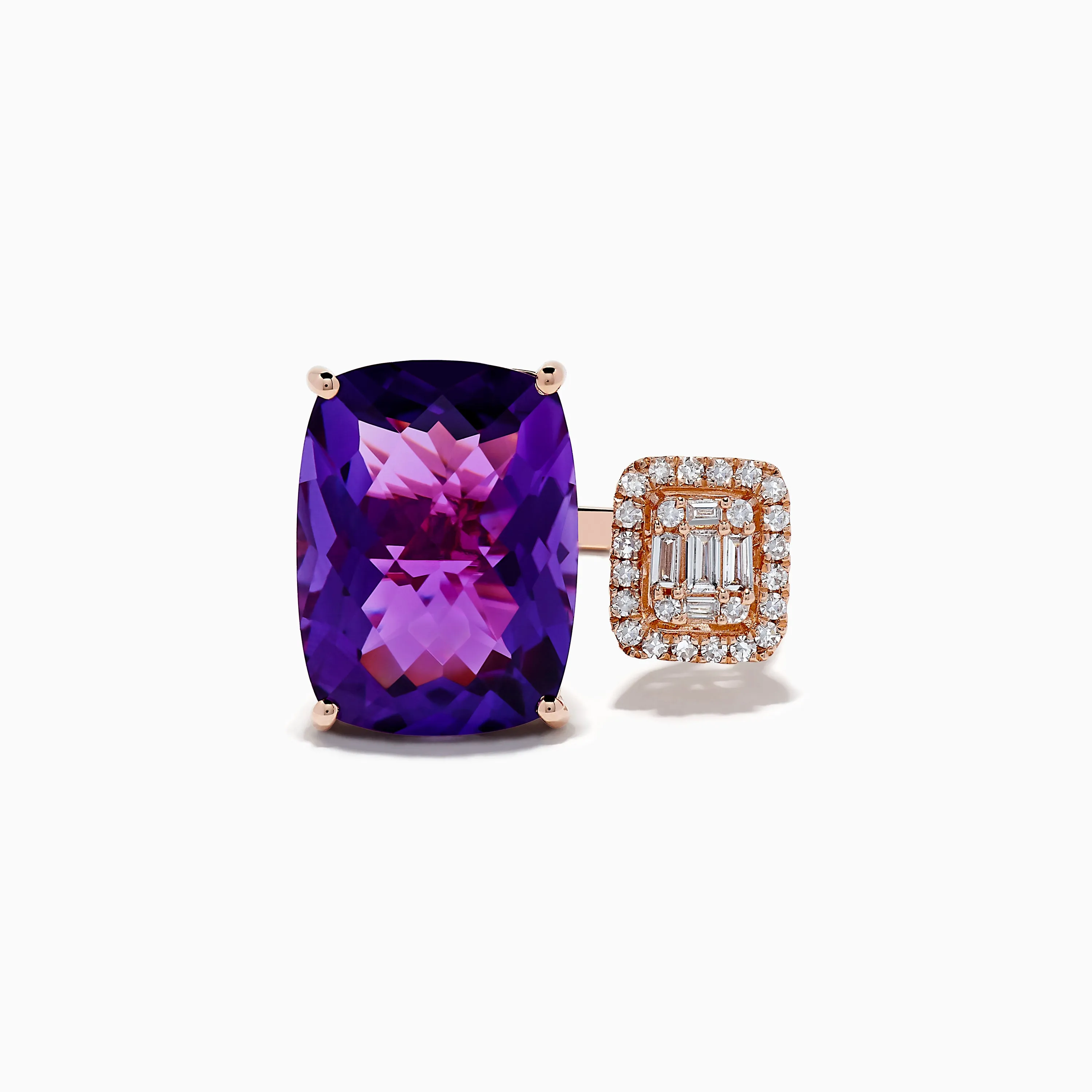 14K Rose Gold Amethyst and Diamond Ring