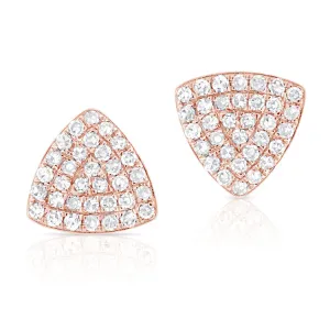 14K Rose Gold Rounded Diamond Triangle Earrings