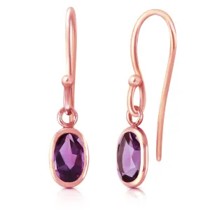 14K Solid Rose Gold Fish Hook Amethyst Class Earrings