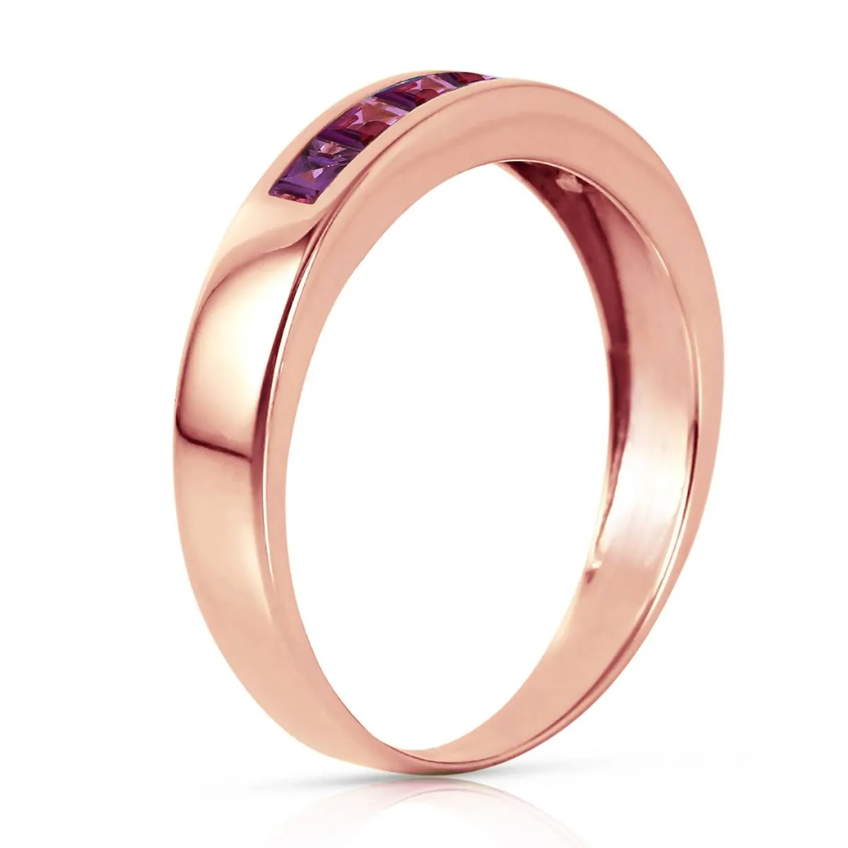 14K Solid Rose Gold Rings Natural Purple Amethyst Certified