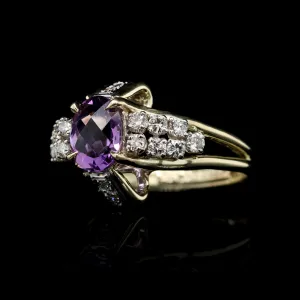 14K Two-tone Gold Estate Amethyst and Diamond Ring