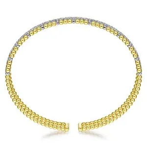 14K Two Toned Bujukan Diamond Cuff Bangle, 0.35 Carat TW