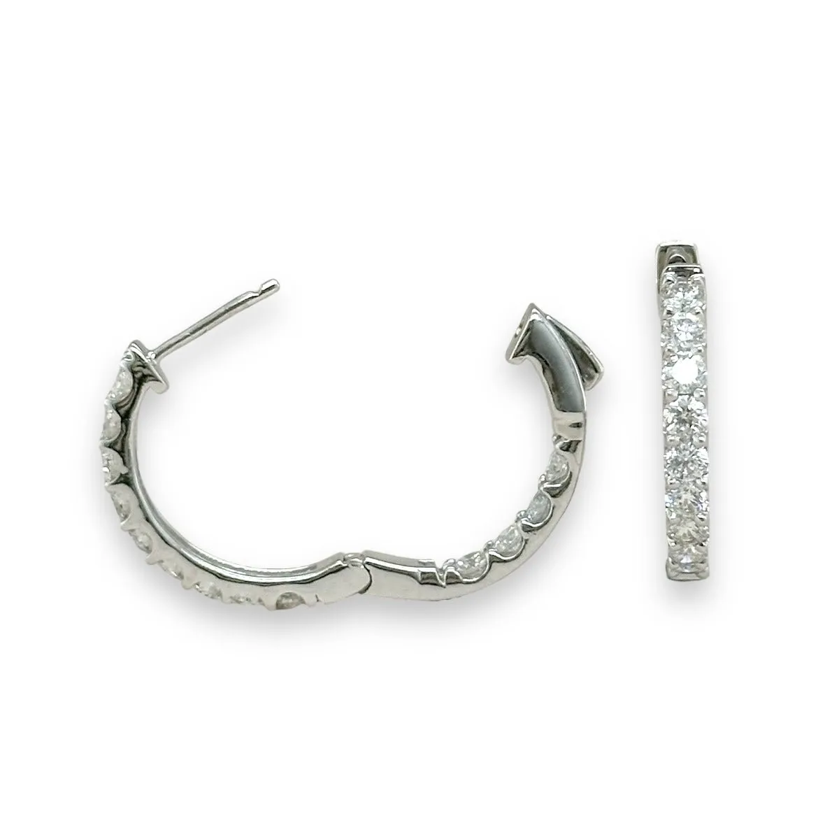 14K W Gold 2.00ctw  G/SI2 In/Out Diamond Hoop Earrings