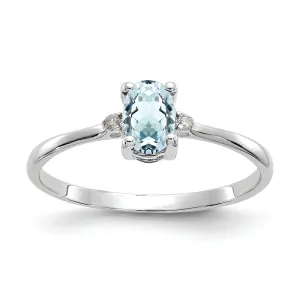 14k White Gold Diamond & Aquamarine Birthstone Ring