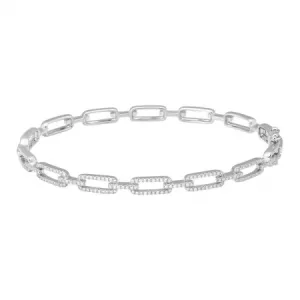 14K White Gold Diamond Fancy Link Bangle