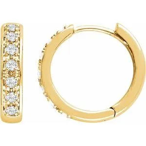 14K Yellow 1/3 CTW Natural Diamond Hinged 15.8 mm Hoop Earring