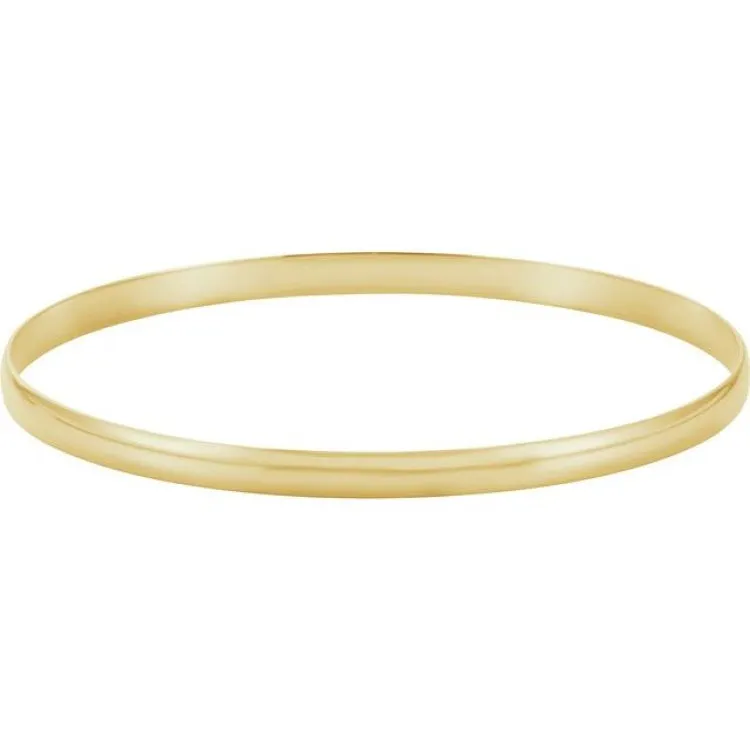 14K Yellow 6 mm Half Round Bangle 7 3/4" Bracelet