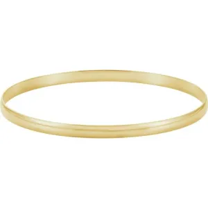 14K Yellow 6 mm Half Round Bangle 7 3/4" Bracelet