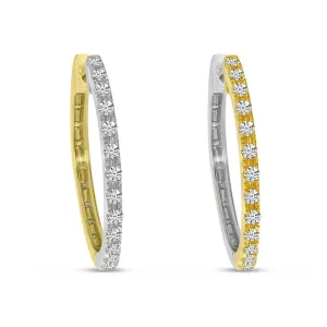 14K Yellow & White Gold 0.52ct. Diamond Reversible Huggie Hoop Earrings