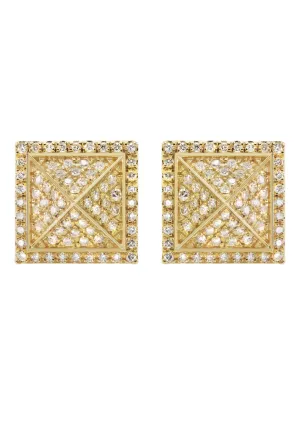 14K Yellow Gold Diamond Earrings For Men | 0.35 Carats | 2.7 Grams