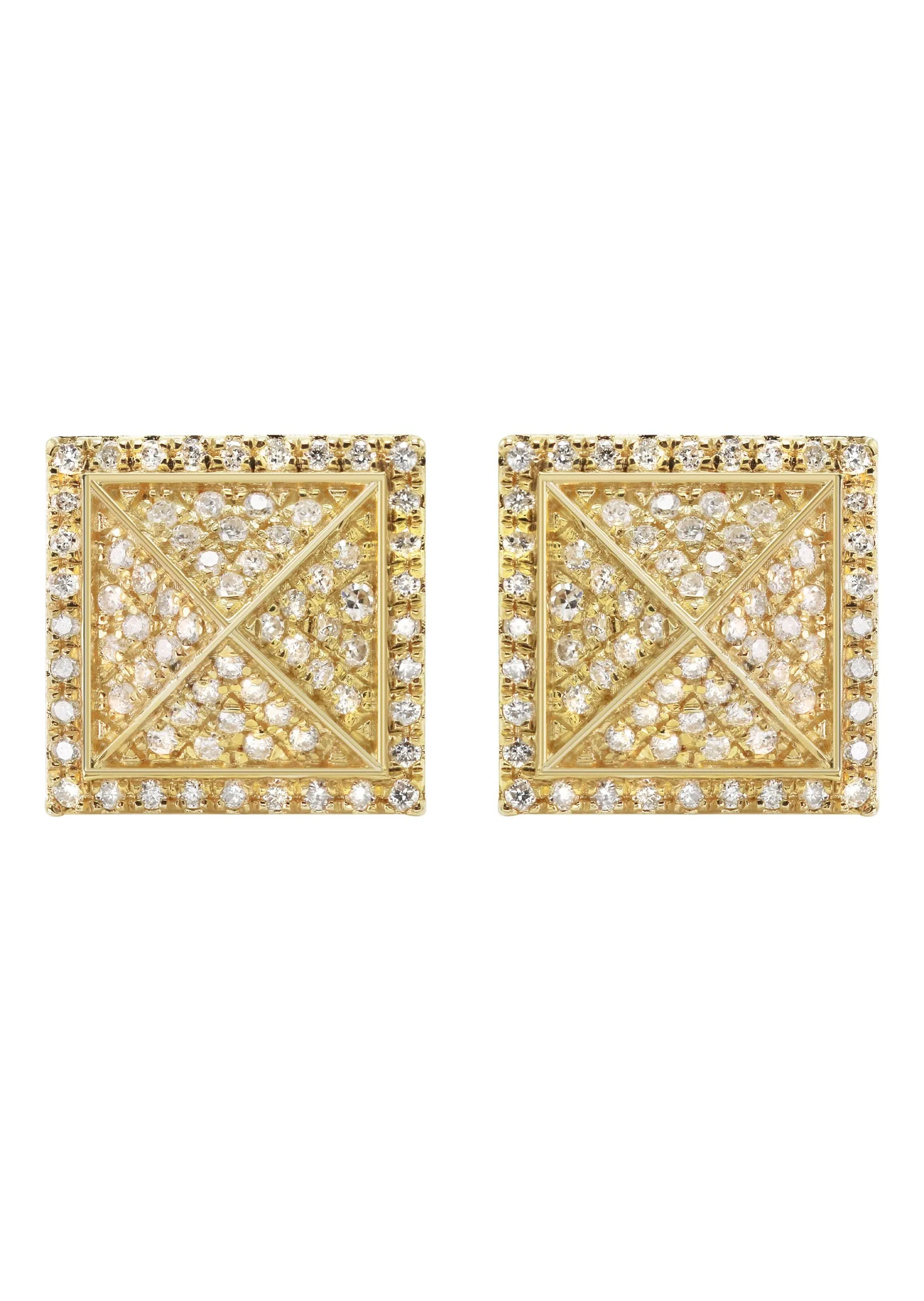 14K Yellow Gold Diamond Earrings For Men | 0.35 Carats | 2.7 Grams