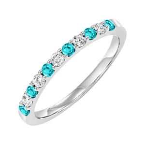 14Kt White Gold Diamond 1/5Ctw & Aquamarine 1/3Ctw Ring