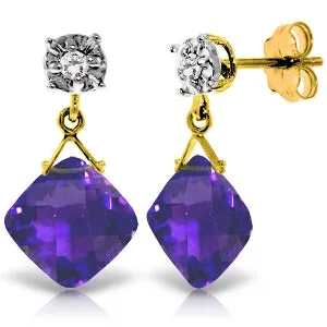 17.56 Carat 14K Solid Yellow Gold Where We Reside Amethyst Earrings