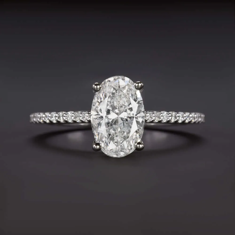 1.79ct F SI OVAL CUT DIAMOND ENGAGEMENT RING WHITE GOLD COCKTAIL NATURAL PAVE