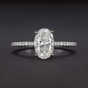 1.79ct F SI OVAL CUT DIAMOND ENGAGEMENT RING WHITE GOLD COCKTAIL NATURAL PAVE