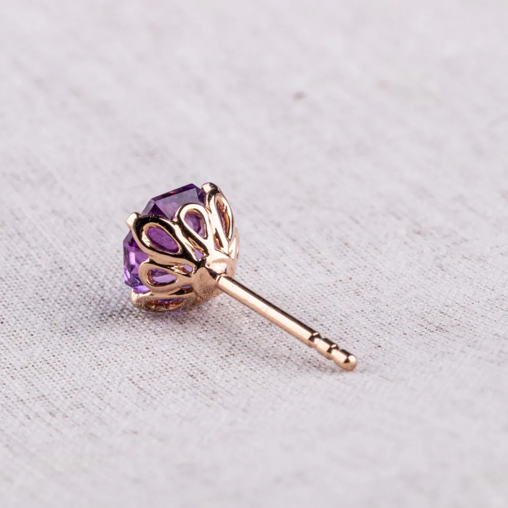 18ct Rose Gold Amethyst Octavia Stud Earrings