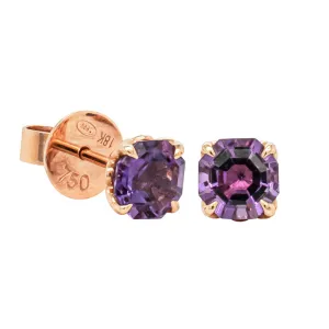 18ct Rose Gold Amethyst Octavia Stud Earrings