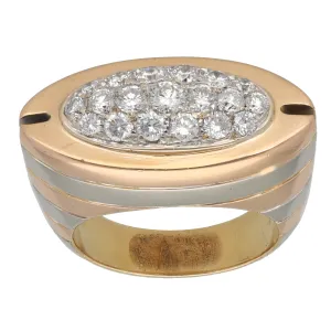 18ct Tri-Colour Gold 0.45ct Diamond Dress/Cocktail Ring Size M