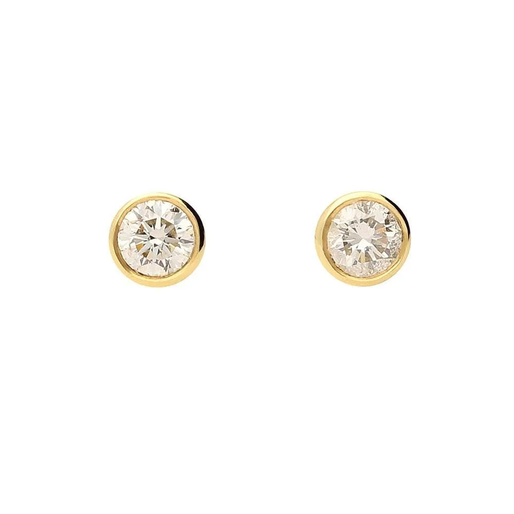 18ct yellow gold rubover 0.25 brilliant cut diamond earrings