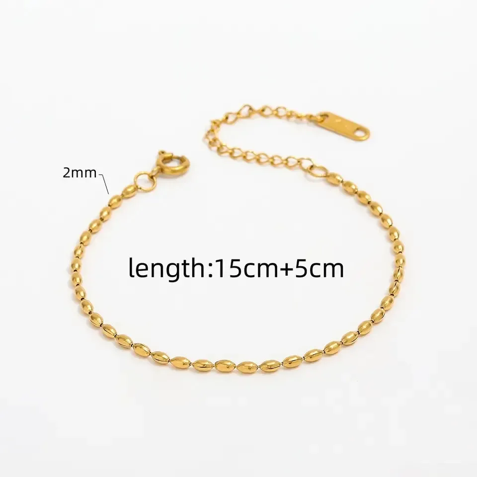 18K Gold-Filled Oval Beaded Bracelet