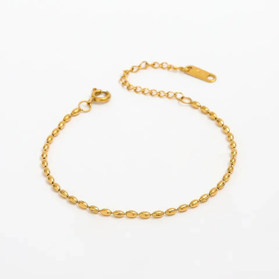 18K Gold-Filled Oval Beaded Bracelet