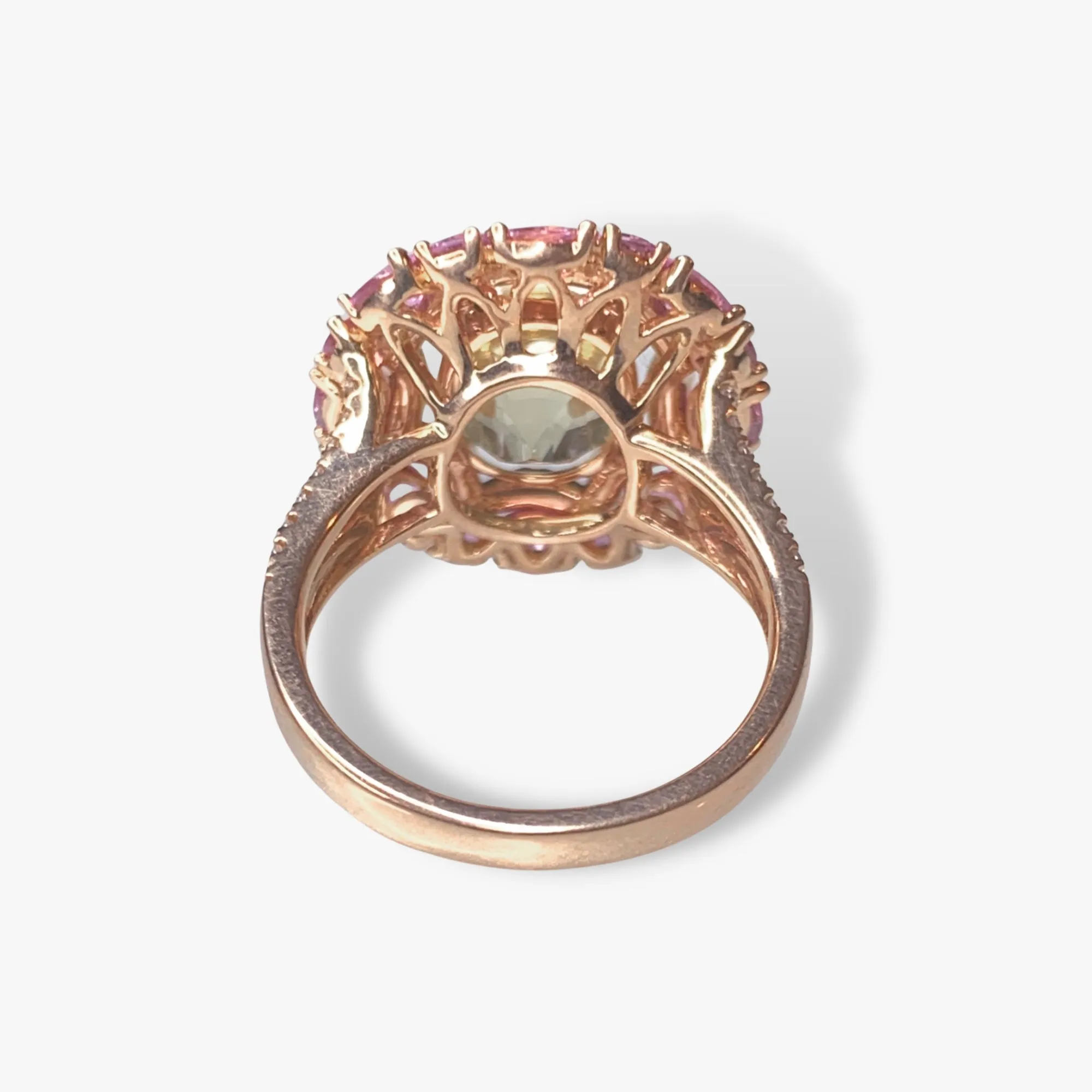 18k Rose Gold Yellow and Pink Sapphire Cocktail Ring