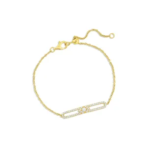 18K Yellow Gold Diamond Oval Loop Adjustable Chain Bracelet