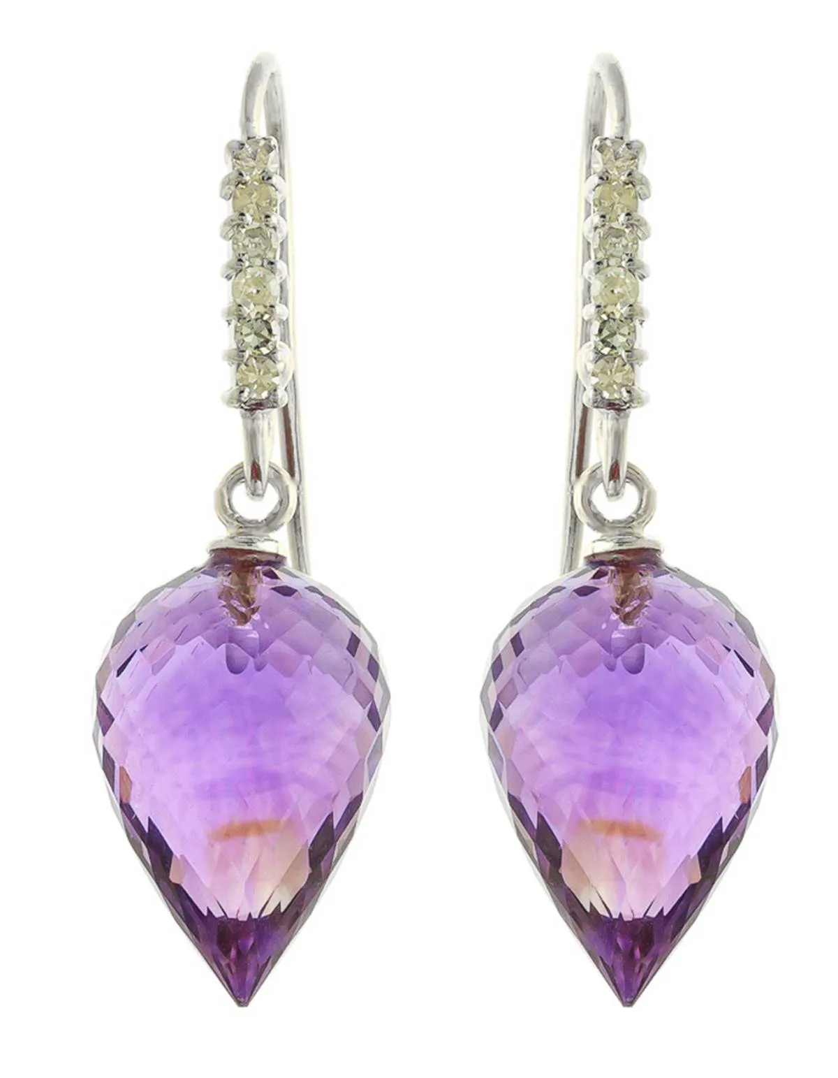 19.18 Carat 14K Solid White Gold Bewildered Amethyst Diamond Earrings