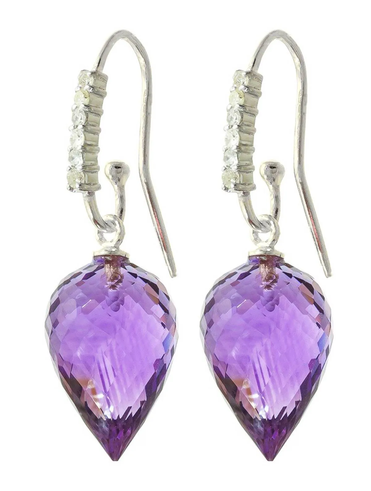 19.18 Carat 14K Solid White Gold Bewildered Amethyst Diamond Earrings