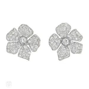 1950s diamond and platinum convertible flower earrings