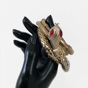 1980s Gold-Toned Garnet-Eyed Snake Bracelet Trio