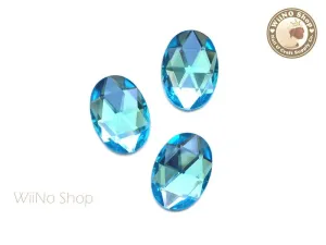 25 x 18mm Blue Aquamarine Oval Flat Back Acrylic Rhinestone - 4 pcs