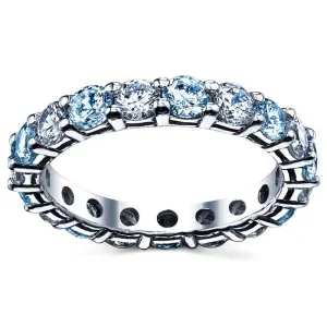 3.00cttw Diamond and Aquamarine Eternity Band