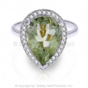 3.41 Carat 14K Solid White Gold Thankful For Green Amethyst Diamond Ring